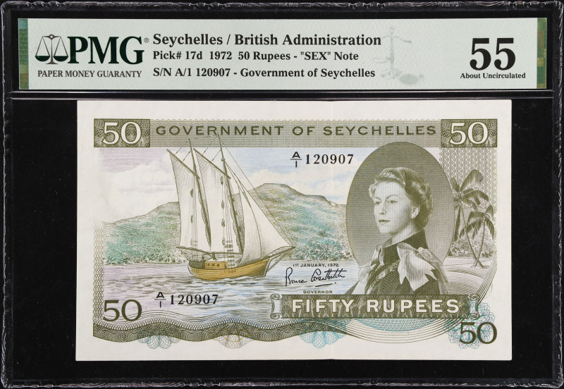 SEYCHELLES. Government of Seychelles. 50 Rupees, 1972. P-17d. PMG About Uncircul...