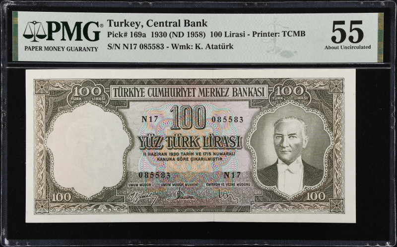 TURKEY. Turkiye Cumhuriyet Merkez Bankasi. 100 Lira, 1930 (ND 1958). P-169a. PMG...