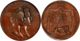 GREECE. Marriage of King Otto and Queen Amelia Bronze Medal, 1836. PCGS SPECIMEN-63.
Wurzbach-7025. By K. Lange. Diameter: 44mm. Greek War of Indepen...