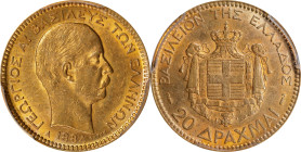 GREECE. 20 Drachmai, 1884-A. Paris Mint. George I. PCGS AU-55.
Fr-18; KM-56.
From the Augustana Collection.

Estimate: $400.00- $600.00