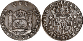 GUATEMALA. 8 Reales, 1758-G J. Guatemala Mint. Ferdinand VI. PCGS VF-30.
KM-18; Cal-436.

Estimate: $400.00- $600.00