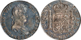 GUATEMALA. 8 Reales, 1818-NG M. Nueva Guatemala Mint. Ferdinand VII. PCGS AU-50.
KM-69.
From the Helena Collection.

Estimate: $200.00- $300.00