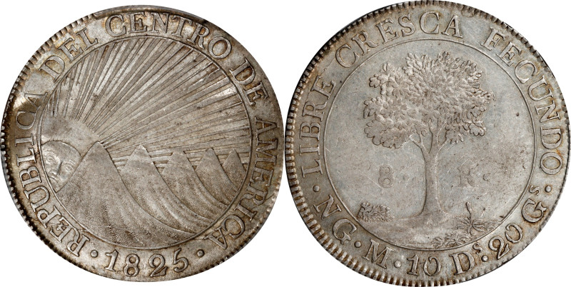 GUATEMALA. Central American Republic. 8 Reales, 1825-NG M. Nueva Guatemala Mint....