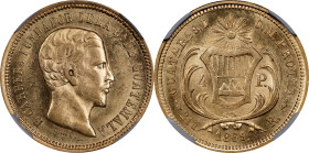 GUATEMALA. 4 Pesos, 1869-R. Nueva Guatemala Mint. NGC MS-61.
Fr-43; KM-187.

Estimate: $400.00- $600.00