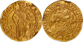 HUNGARY. Ducat, 1586-KB. Rudolf II. NGC AU Details--Surface Hairlines.
Fr-63.
From the Augustana Collection.

Estimate: $400.00- $600.00