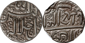 INDIA. Mughal Empire. Rupee, IE 41 (1596). Ahmadabad Mint. Jalal al-Din Muhammad Akbar. NGC AU Details--Obverse Tooled.
KM-93.2.

Estimate: $60.00-...