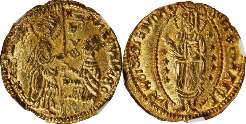 ITALY. Imitations of Venice. Chios. Ducat, ND (1382-1400). In the name of Antoni...