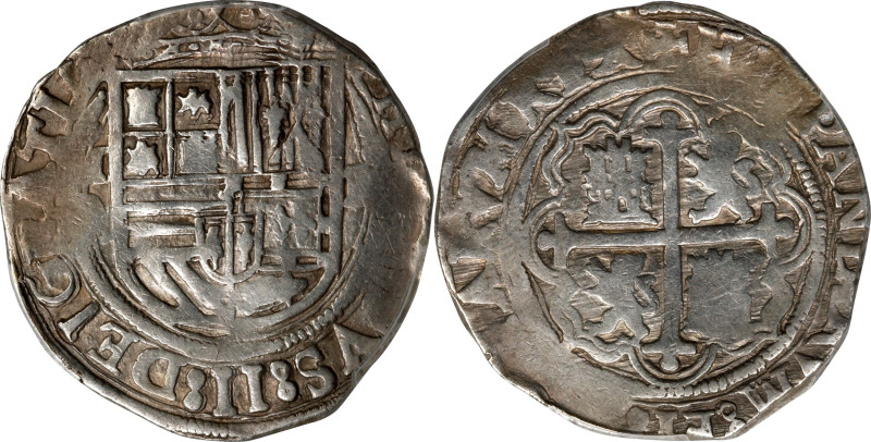 MEXICO. Cob 4 Reales, ND (1572-89)-Mo O. Mexico City Mint. Philip II. PCGS EF-40...