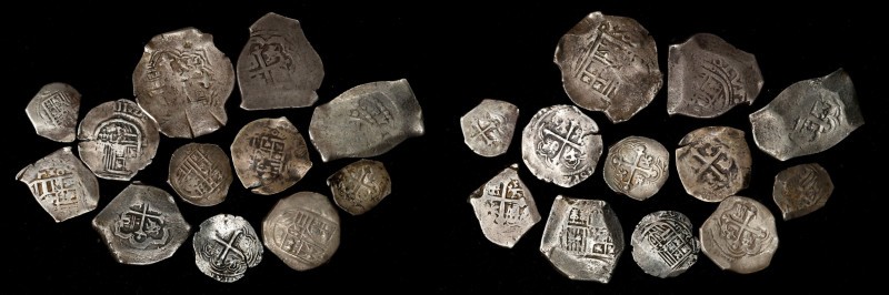 MEXICO. Group of Silver Cobs (12 Pieces), ND (ca. 17th-early 18th Centuries). Ti...