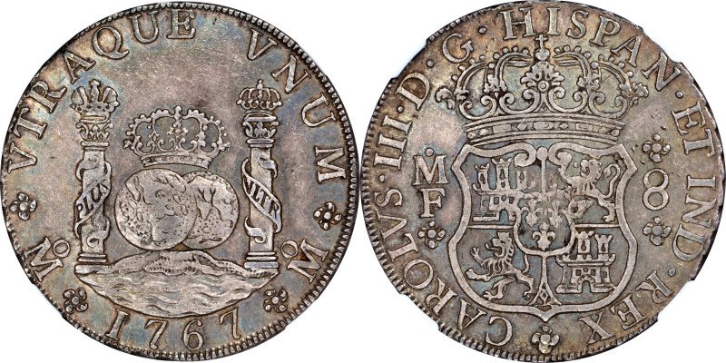 MEXICO. 8 Reales, 1767-Mo MF. Mexico City Mint. Charles III. NGC AU-58.
KM-105;...