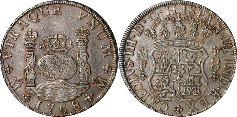 MEXICO. 8 Reales, 1768-Mo MF. Mexico City Mint. Charles III. PCGS AU-50.
KM-105...