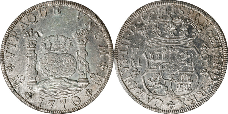 MEXICO. 8 Reales, 1770-Mo FM. Mexico City Mint. Charles III. PCGS Genuine--Corro...