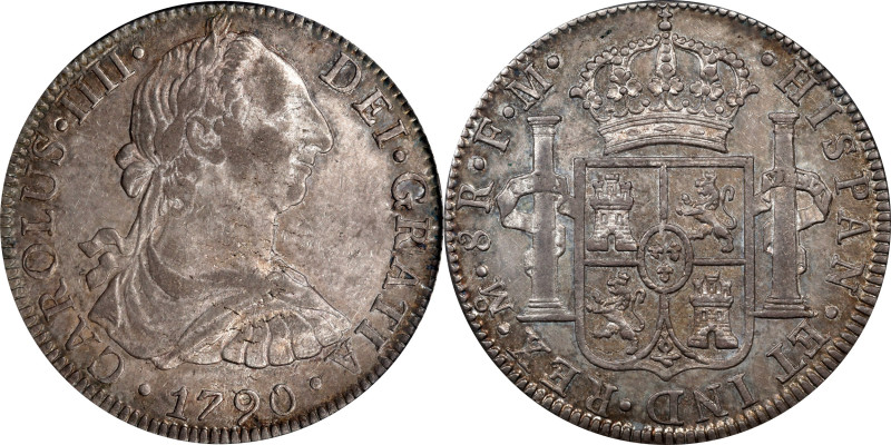 MEXICO. 8 Reales, 1790-Mo FM. Mexico City Mint. Charles IV. PCGS AU-53.
KM-108;...