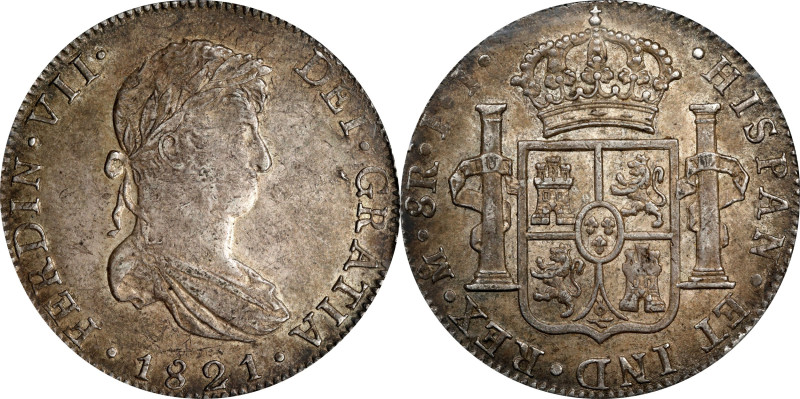 MEXICO. 8 Reales, 1821-Mo JJ. Mexico City Mint. Ferdinand VII. PCGS AU-55.
KM-1...