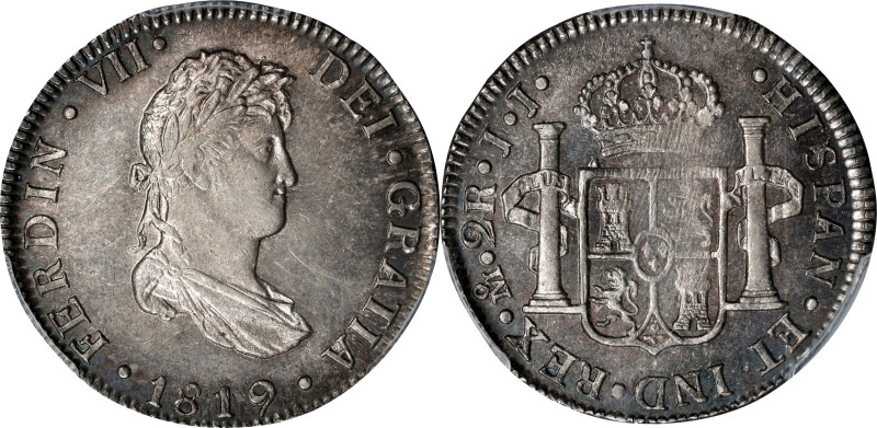 MEXICO. 2 Reales, 1819-Mo JJ. Mexico City Mint. Ferdinand VII. PCGS AU-58.
KM-9...