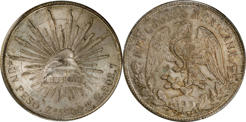 MEXICO. Peso, 1900-Zs FZ. Zacatecas Mint. PCGS MS-64.
KM-409.3.
From the Helen...