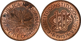 MEXICO. Chihuahua. 5 Centavos, 1915. ICG MS-64 Red Brown.
KM-613.

Estimate: $60.00- $100.00