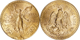 MEXICO. 50 Pesos, 1923. Mexico City Mint. PCGS MS-63.
Fr-172; KM-481. AGW: 1.205 oz.

Estimate: $2000.00- $2500.00