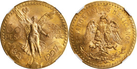MEXICO. 50 Pesos, 1927. Mexico City Mint. NGC MS-63.
Fr-172; KM-481. AGW: 1.205 oz.

Estimate: $2200.00- $2800.00