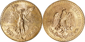 MEXICO. 50 Pesos, 1943. Mexico City Mint. PCGS MS-64.
Fr-173; KM-482. AGW: 1.205 oz.

Estimate: $2000.00- $2500.00