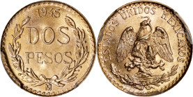 MEXICO. 2 Pesos, 1945-Mo. Mexico City Mint. PCGS MS 67.
Fr-170R; KM-461. AGW: 0.0462 oz.

Estimate: $150.00- $300.00
