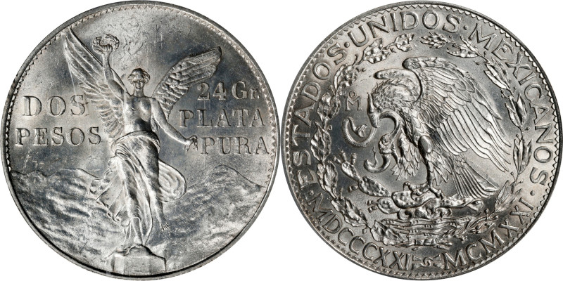 MEXICO. 2 Pesos, 1921-Mo. Mexico City Mint. PCGS MS-63.
KM-462.

Estimate: $2...