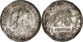MEXICO. 20 Centavos, 1920-M. Mexico City Mint. NGC MS-66.
KM-438.

Estimate: $100.00- $150.00