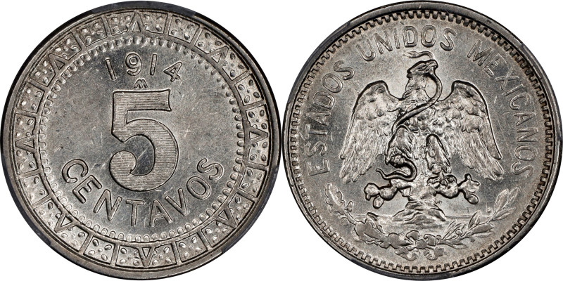 MEXICO. 5 Centavos, 1914-M. Mexico City Mint. PCGS MS-62.
KM-421.

Estimate: ...