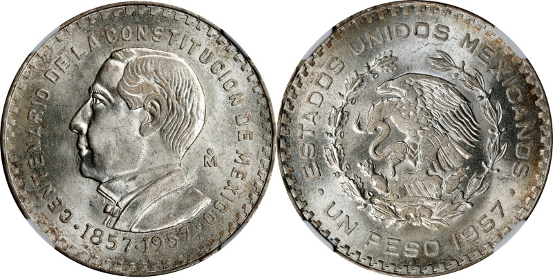 MEXICO. Peso, 1957-Mo. Mexico City Mint. NGC MS-66.
KM-458.

Estimate: $100.0...