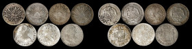 MEXICO. Septet of 8 Reales (7 Pieces), 1805-96. Grade Range: VERY FINE Details to EXTREMELY FINE.
Featuring three pieces from the reign of Charles IV...