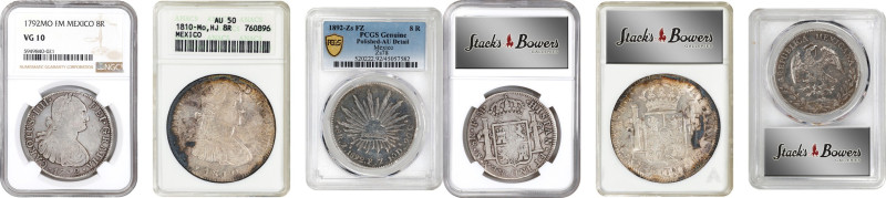 MEXICO. Trio of 8 Reales (3 Pieces), 1792-1892. All ANACS, NGC or PCGS Certified...