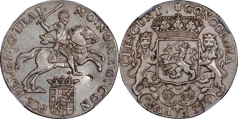 NETHERLANDS. Utrecht. 1/2 Ducaton, 1784. NGC EF Details--Chopmarked.
KM-115.1....