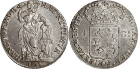 NETHERLANDS. West Friesland. 3 Gulden, 1795. Enkhuizen Mint. PCGS MS-63.
Dav-1853; KM-9.4 (under Batavian Republic). "BELG:WESTF" on legend.

Estim...