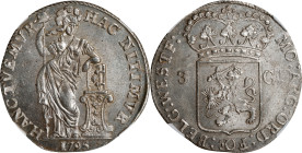 NETHERLANDS. West Friesland. 3 Gulden, 1795. Enkhuizen Mint. NGC MS-63.
Dav-1853; KM-9.4 (under Batavian Republic). "BELG:WESTF" on legend.

Estima...