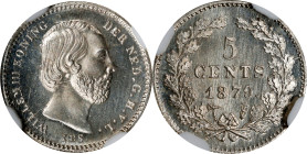 NETHERLANDS. 5 Cents, 1879. Utrecht Mint. Willem III. NGC MS-67.
KM-91. Population 7, none finer at NGC.

Estimate: $250.00- $500.00