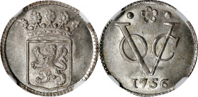 NETHERLANDS EAST INDIES. Holland. Dutch East India Company. Silver 1/2 Duit, 1756. Dordrecht Mint. NGC MS-64.
KM-72A; Sch-360.

Estimate: $600.00- ...