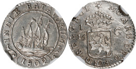 NETHERLANDS EAST INDIES. Batavian Republic. 1/16 Gulden, 1802. Enkhuizen Mint. NGC MS-62.
KM-77; Sch-495. Circle around ship.

Estimate: $75.00- $1...