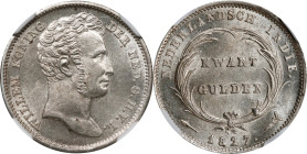 NETHERLANDS EAST INDIES. Kingdom of the Netherlands. 1/4 Gulden, 1827. Utrecht Mint; privy mark: torch. William I. NGC MS-64.
KM-301.1; Sch-624
NGC ...