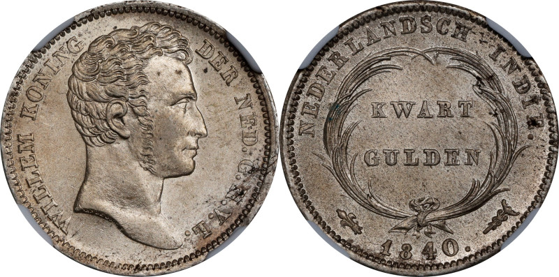 NETHERLANDS EAST INDIES. Kingdom of the Netherlands. 1/4 Gulden, 1840. Utrecht M...