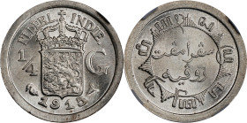 NETHERLANDS EAST INDIES. Kingdom of the Netherlands. 1/4 Gulden, 1915. Wilhelmina I. NGC MS-66.
KM-312.

Estimate: $60.00- $100.00
