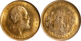NORWAY. 20 Kroner, 1902. Kongsberg Mint. Oscar II. NGC MS-66.
Fr-17; KM-355; Sieg-104.
From the Augustana Collection.

Estimate: $500.00- $650.00