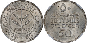 PALESTINE. 50 Mils, 1935. London Mint. George VI. NGC MS-63.
KM-6.

Estimate: $70.00- $100.00