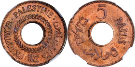PALESTINE. 5 Mils, 1944. London Mint. George VI. NGC MS-64 Red Brown.
KM-3A.

Estimate: $100.00- $150.00