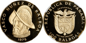 PANAMA. 100 Balboas, 1775-FM. Pennsylvania (Franklin) Mint. NGC PROOF-69 Ultra Cameo.
Fr-1; KM-41. AGW: 0.2361 oz. Commemorating the 500th anniversar...