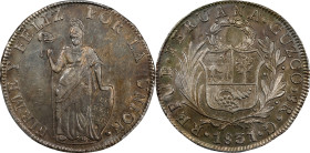 PERU. 8 Reales, 1831-CUZCO G. Cuzco Mint. PCGS AU-53.
KM-142.4.

Estimate: $100.00- $200.00