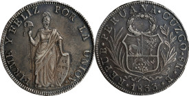 PERU. 8 Reales, 1833-CUZCO BoAr. Cuzco Mint. PCGS Genuine--Cleaned, AU Details.
KM-142.4.

Estimate: $75.00- $150.00