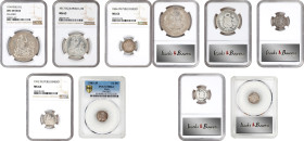 PERU. Quintet of Silver Issues (5 Pieces), 1866-1934. All PCGS or NGC Certified.
1) Sol, 1934. NGC UNC Detials, Cleaned. KM-218.2. 2) 1/2 Sol, 1917-F...