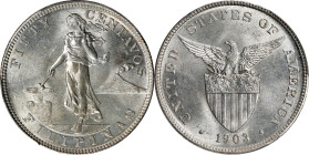 PHILIPPINES. 50 Centavos, 1903. Philadelphia Mint. PCGS MS-64.
KM-167; Allen-13.01.

Estimate: $200.00- $400.00