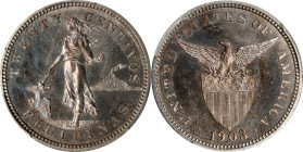 PHILIPPINES. 20 Centavos, 1903. Philadelphia Mint. PCGS PROOF-65.
KM-166; Allen-10.01.

Estimate: $200.00- $400.00
