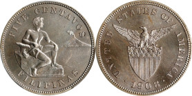 PHILIPPINES. 5 Centavos, 1908. Philadelphia Mint. PCGS PROOF-66.
KM-164; Allen-4.05. Mintage: 500.

Estimate: $500.00- $700.00